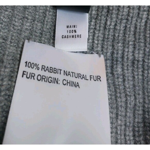 St John Gray 100% Cashmere & Rabbit Natural Fur Infinity Scarf By Marie Grey - Picture 5 of 7